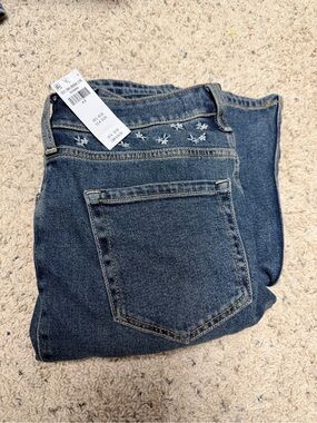 Hollister Blue Denim Jeans with Embroidered Waist